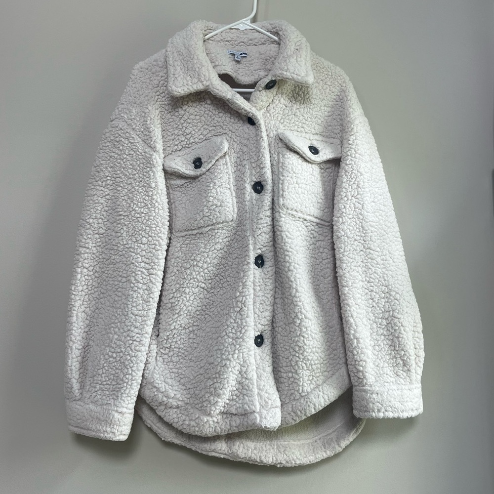 Fashion Nova Off-White/Cream Sherpa Coat Large (L)
